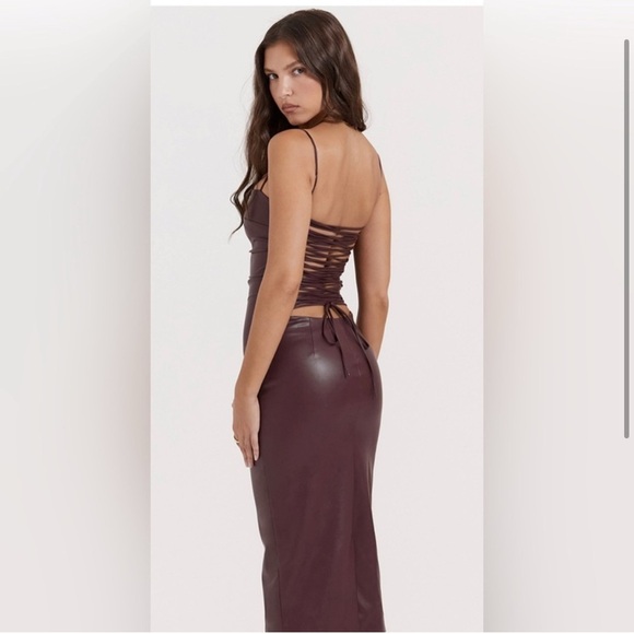 House of CB Jalena Dress Merlot Purple Faux Leather Max XL - Picture 6 of 13